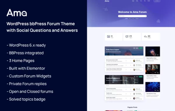 AMA WordPress bbPress Forum Theme 1.0.4 GPL Theme