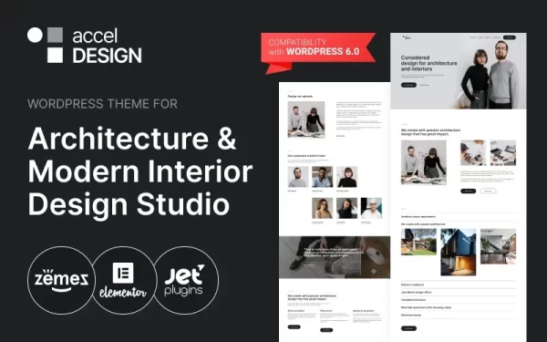 AccelDesign WordPress Theme for Architecture Modern Interior Design Studio 1.0.1 GPL Theme