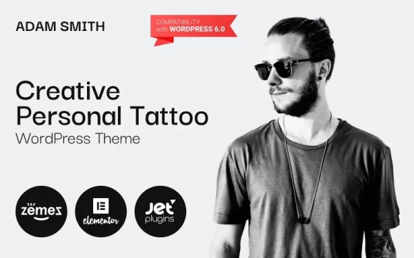 Adam Smith Creative Personal Tattoo Pro WordPress Theme 1.0.1 GPL Theme
