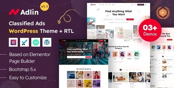Adlin Classified Ads Listing WordPress Theme 1.3 GPL Theme