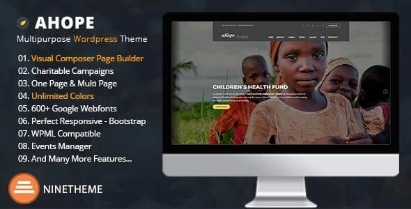 Ahope Nonprofit WordPress Theme 2.5.5 GPL Theme