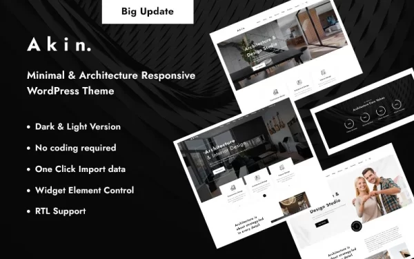 Akin Minimal and Architecture Responsive WordPress Theme 1.0.1 GPL Theme
