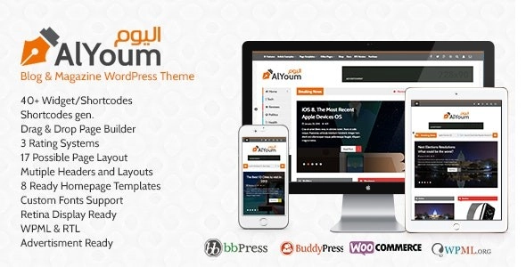 AlYoum | Retina Magazine and Blog WordPress Theme 6.0.1 GPL Theme