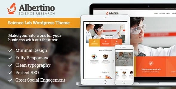 Albertino Science Laboratory Research Technology WordPress Theme 1.6.1 GPL Theme
