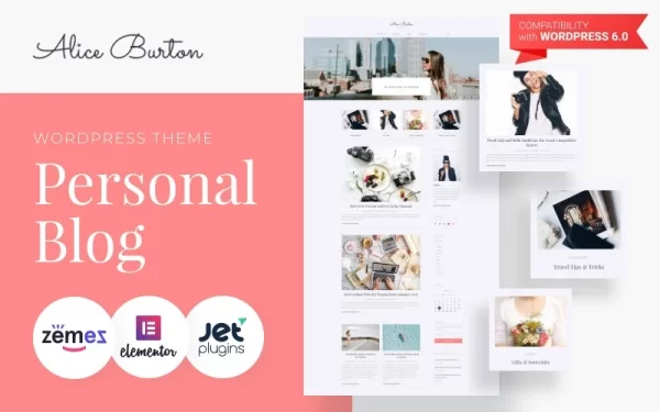AliceBurton Personal Blog WordPress Elementor Theme WordPress Theme 1.0.1 GPL Theme