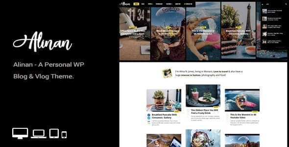 Alinan WP A Personal WordPress Blog and Vlog Theme 1.7 GPL Theme