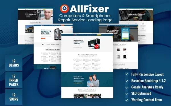 AllFixer Computers Smartphones Repair Service WordPress Theme 1.0.0 GPL Theme