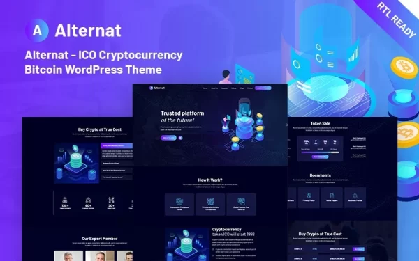 Alternat ICO Cryptocurrency Responsive Bitcoin WordPress Theme 1.0.0 GPL Theme