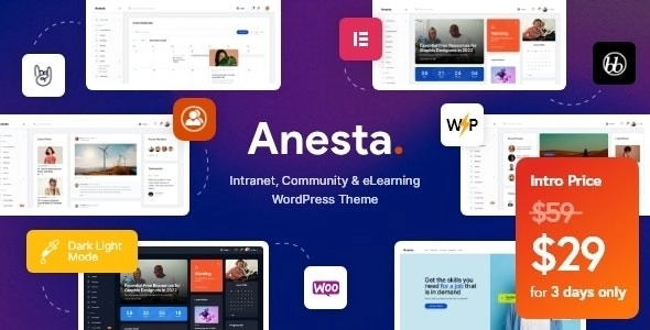 Anesta Intranet, Extranet, Community and BuddyPress WordPress Theme 1.2.1 GPL Theme