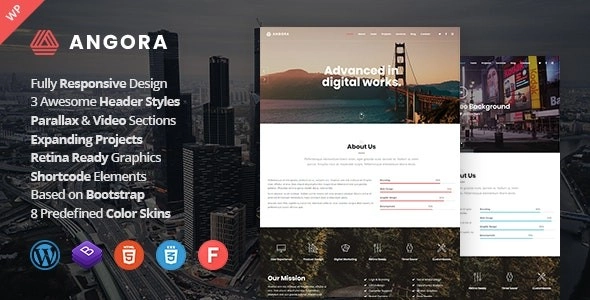 Angora Responsive One Page Parallax WordPress Theme 1.4 GPL Theme