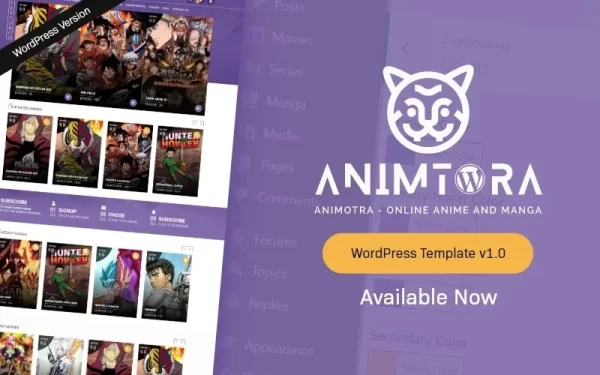 Animtora Online Anime and Manga WordPress Theme 1.0.0 GPL Theme