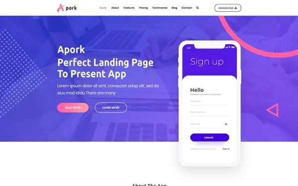 Apork Product Landing WordPress Theme 1.0.1 GPL Theme
