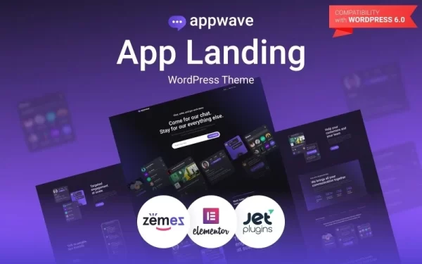 Appwave Innovative and Stylish App Landing Page WordPress Theme 1.0.0 GPL Theme