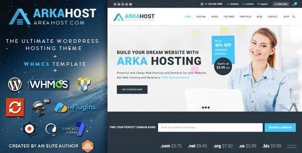 Arka Host WHMCS Hosting, Shop Corporate Theme 5.4 GPL Theme