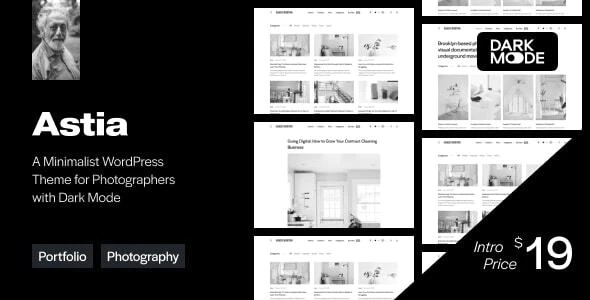 Astia Minimal Portfolio WordPress Theme for Photographers 1.0.5 GPL Theme