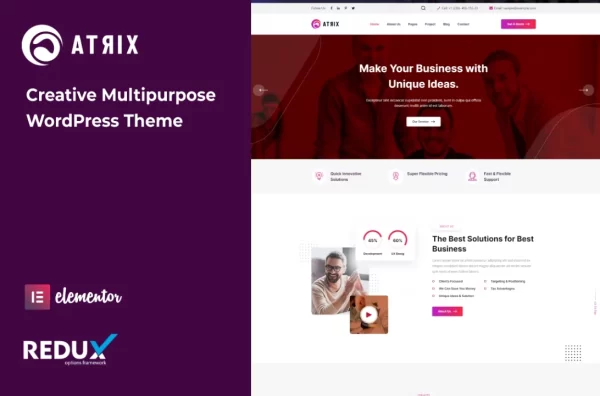 Atrix Creative Multipurpose WordPress Theme 1.0.0 GPL Theme