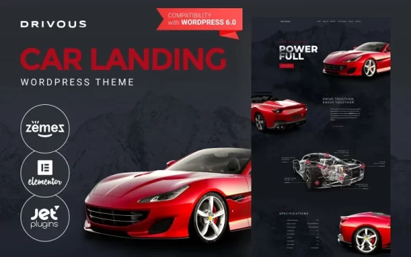 Drivous Car Landing Responsive WordPress Elementor Theme WordPress Theme 1.0.1 GPL Theme
