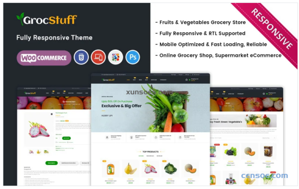 Grocstuff Vegetable, Fruits and Grocery Supermarket Responsive Woocommerce Theme 1.0 GPL Theme