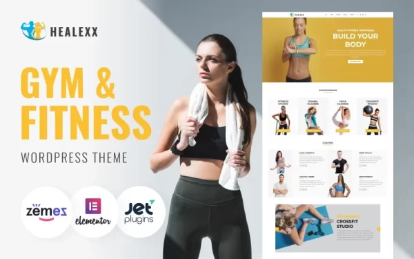 Healexx Gym Multipurpose Modern WordPress Elementor Theme WordPress Theme 1.0.1 GPL Theme
