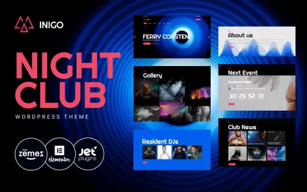 Inigo Night Club Responsive WordPress Theme 1.0.1 GPL Theme