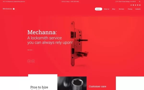 Mechanna Locksmith WordPress Theme 1.0.0 GPL Theme