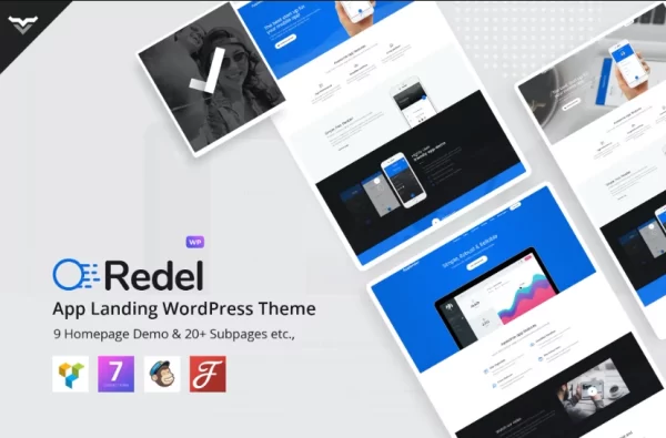 Redel Responsive App Landing WordPress Theme 1.7.2 GPL Theme