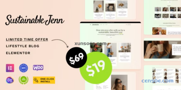 Sustainable Jenn – Eco Lifestyle Blog WordPress Theme 1.0.1 GPL Theme