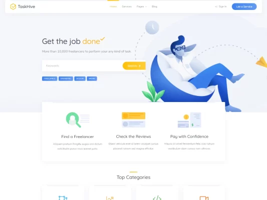 TaskHive Freelance Marketplace WordPress Theme 1.1.6 GPL Theme