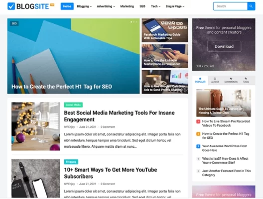 WP Enjoy – BlogSite Pro 1.1.0 GPL Theme
