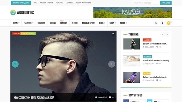 WorldNews Magazine RTL Responsive WordPress 2.5 GPL Theme