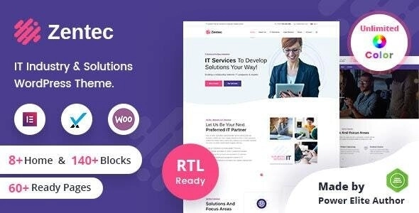 Zentec IT Solutions Company WordPress Theme + RTL 2.2 GPL Theme