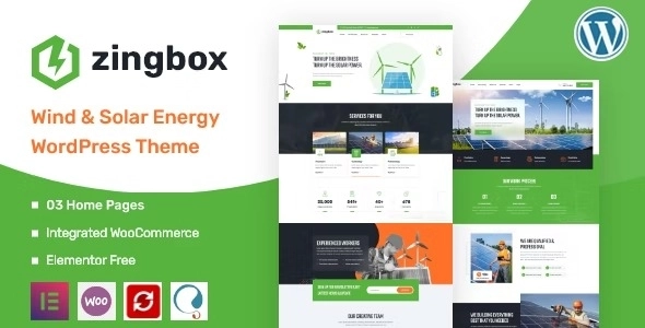 Zingbox – Wind Solar Energy WordPress Theme 1.0.7 GPL Theme