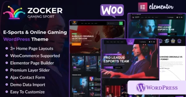 Zocker E-Sports Online Gaming Clan News WordPress Theme 1.1 GPL Theme