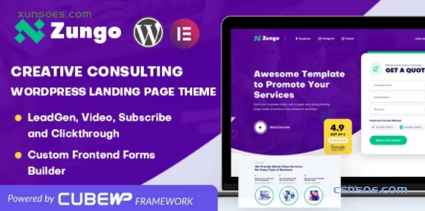 Zungo Creative Consulting Business WordPress Landing Page Theme 1.0.4 GPL Theme