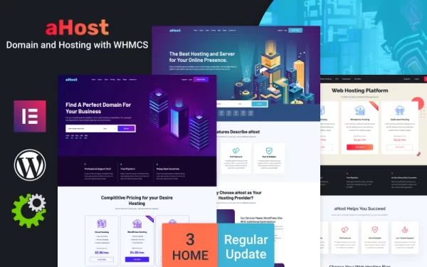 aHost Domain and Hosting theme with WHMCS Support WordPress Theme 1.0.0 GPL Theme